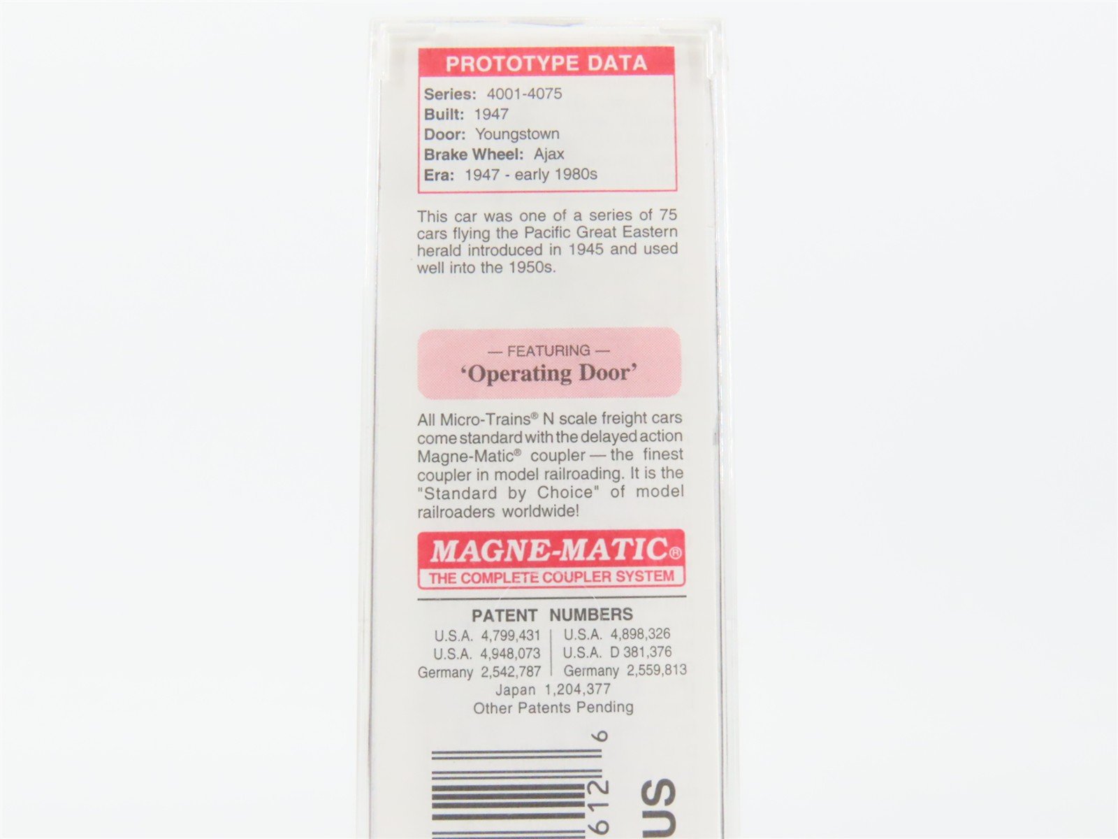 N Scale Micro-Trains MTL 20970 PGE Pacific Great Eastern 40' Box Car #4015