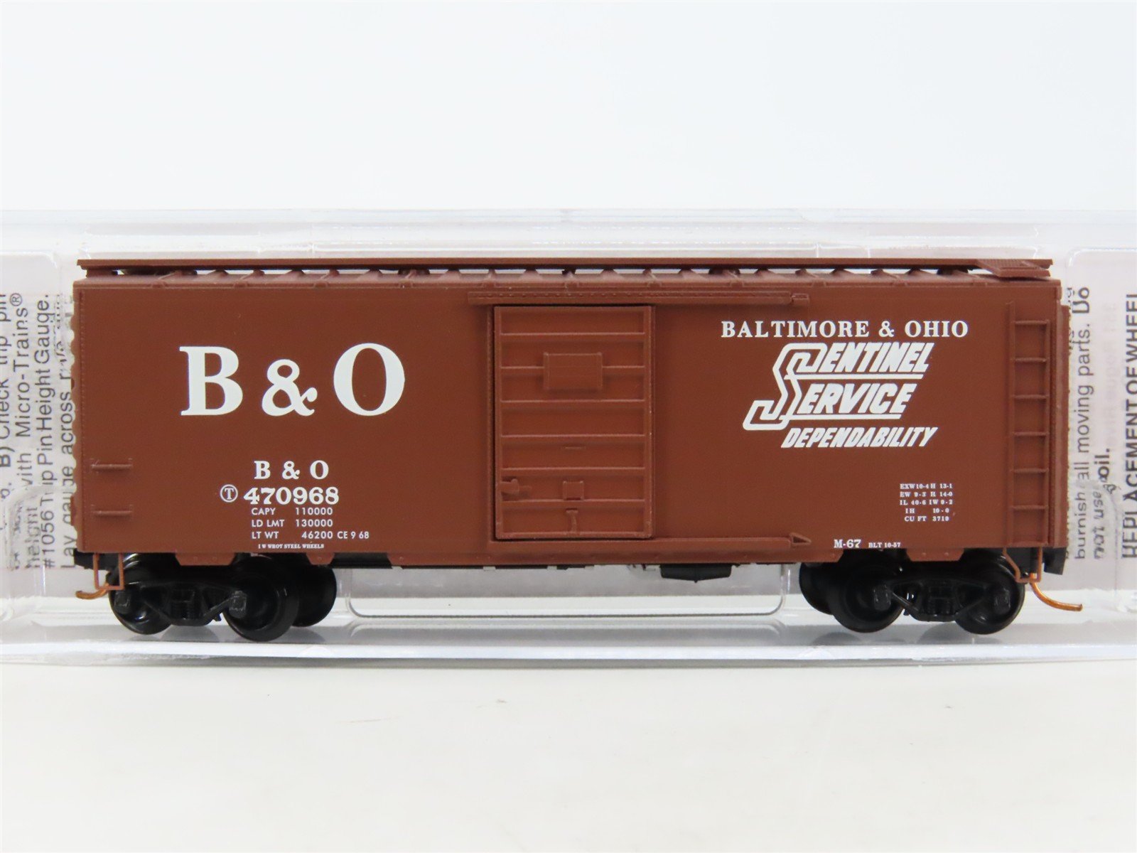 N Scale Micro-Trains MTL 02000766 B&O Sentinel Service 40' Box Car #470968