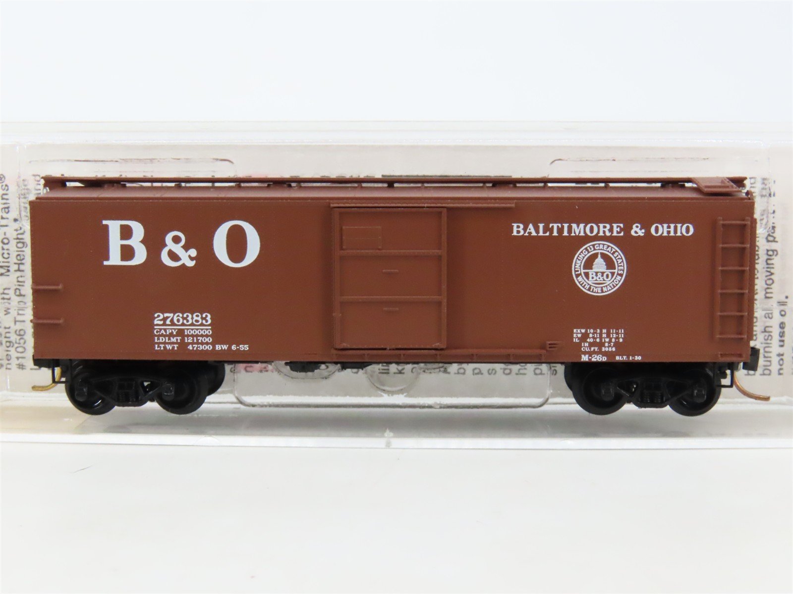 N Scale Micro-Trains MTL 120240 B&O Baltimore & Ohio 40' Steel Box Car #276383