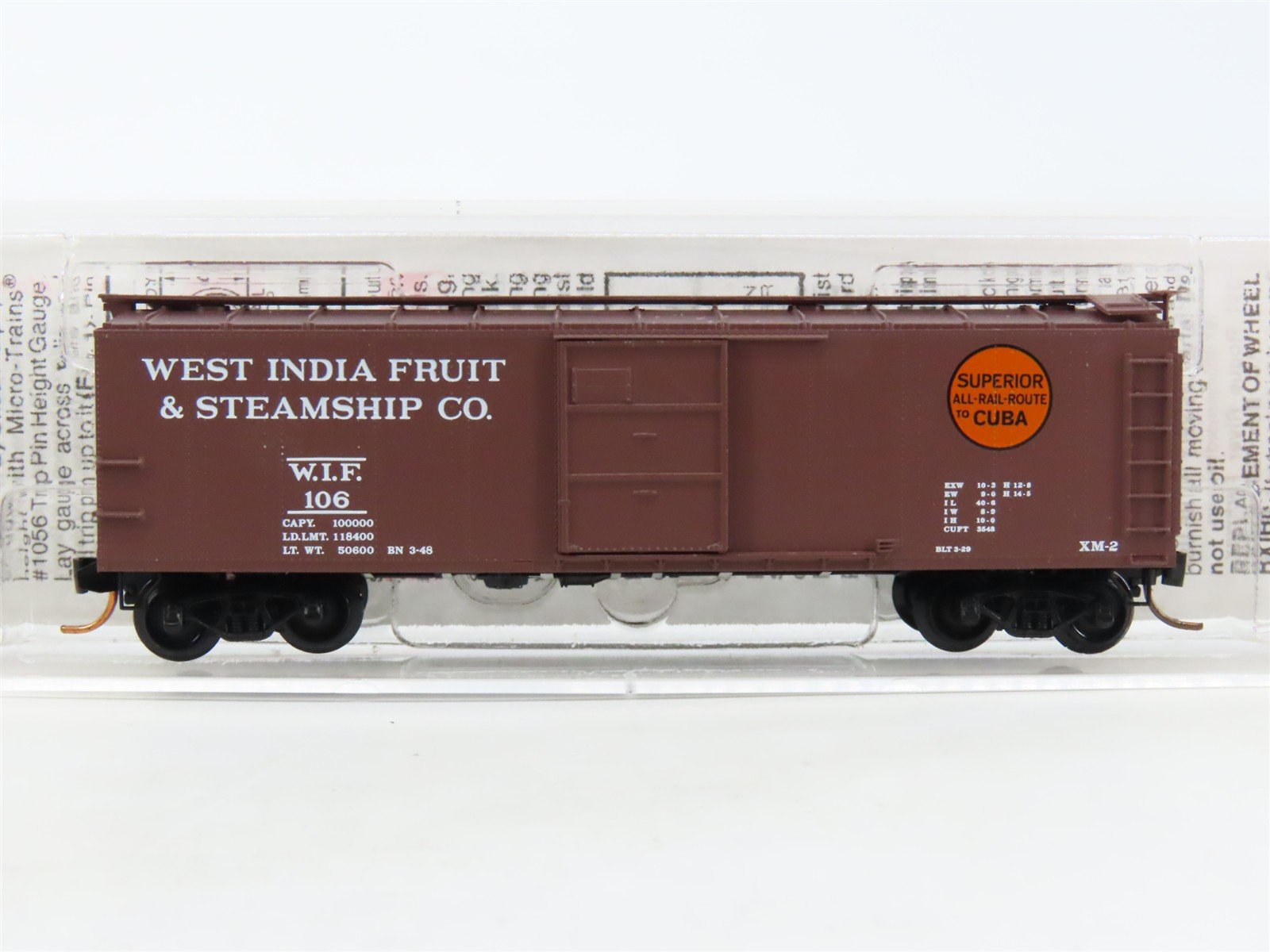 N Scale Micro-Trains MTL 120510 WIF West India Fruit & Steamship 40' Boxcar #106