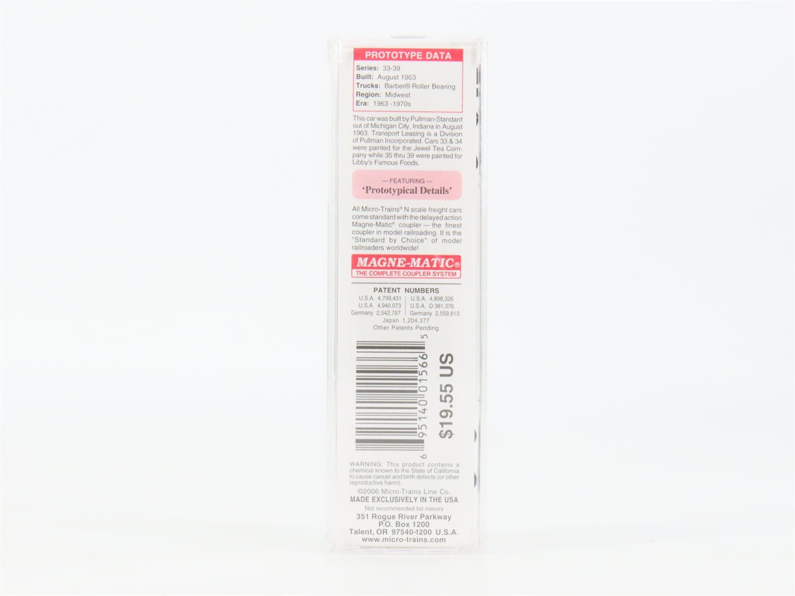 N Scale Micro-Trains MTL 03200440 TLDX Jewel Tea Co. 50' Plug Door Box Car #33