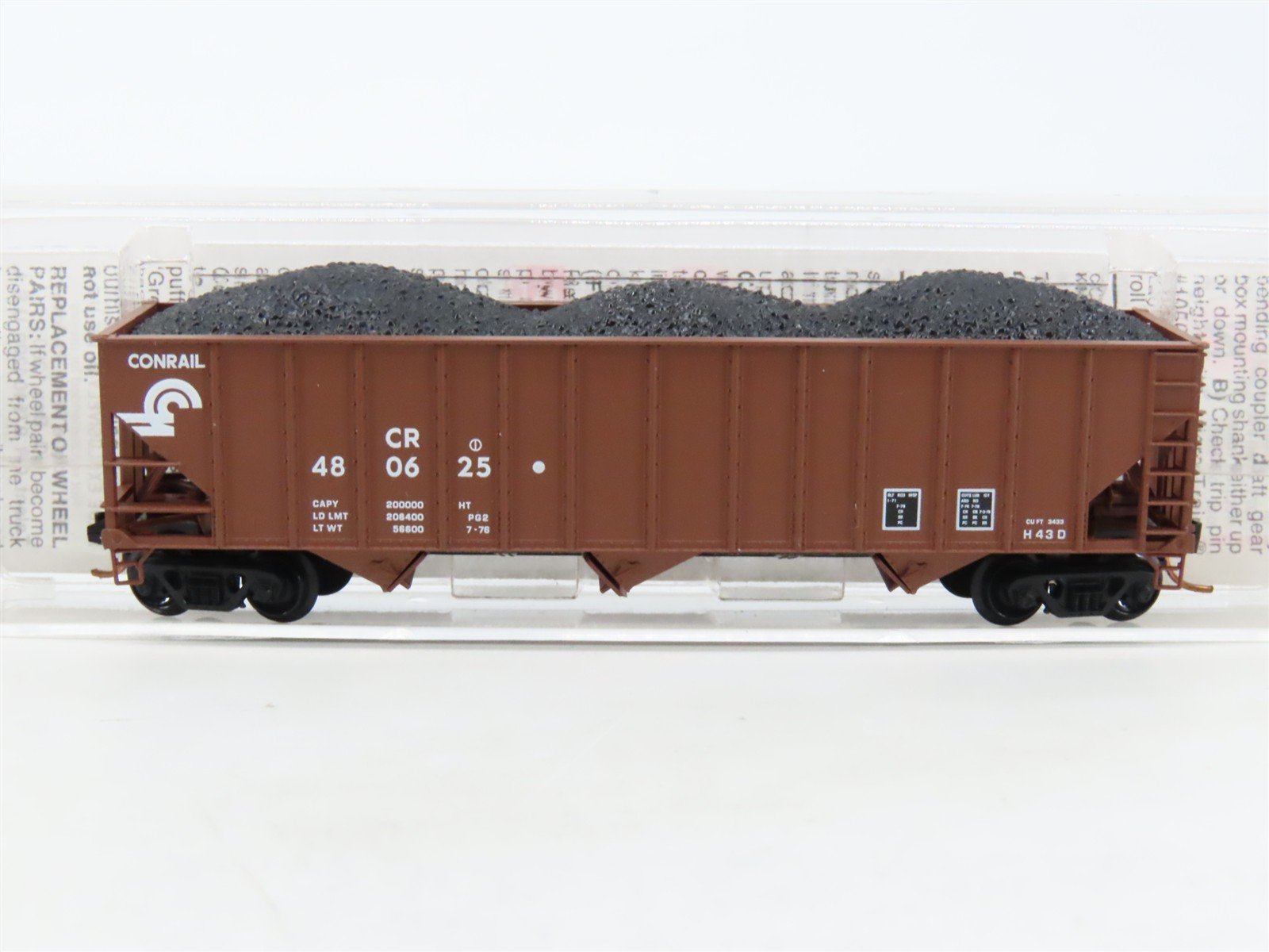 N Scale Micro-Trains MTL 108030 CR Conrail 3-Bay Hopper #480625 w/ Coal Load