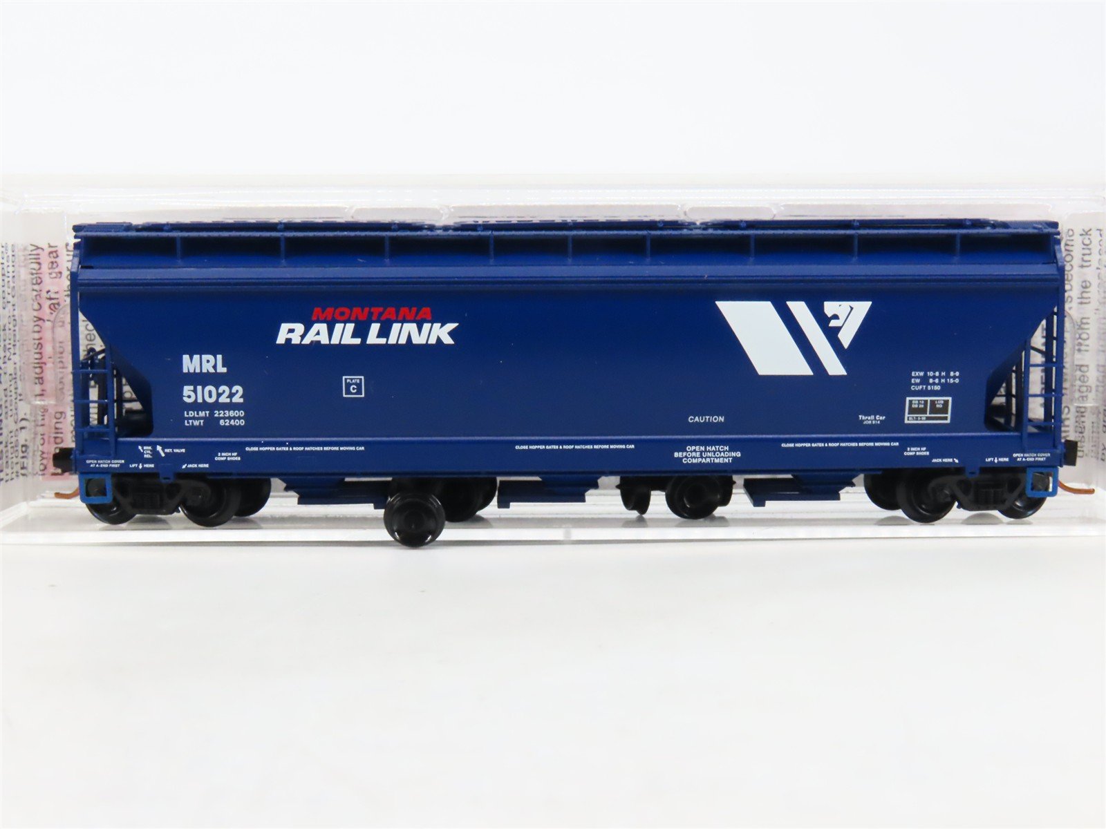 N Micro-Trains MTL 09400080 MRL Montana Rail Link 3-Bay Covered Hopper #51022