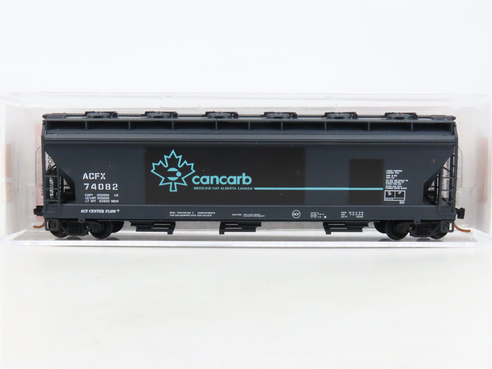 N Scale Micro-Trains MTL 09300070 ACFX Cancarb 3-Bay Covered Hopper #74082