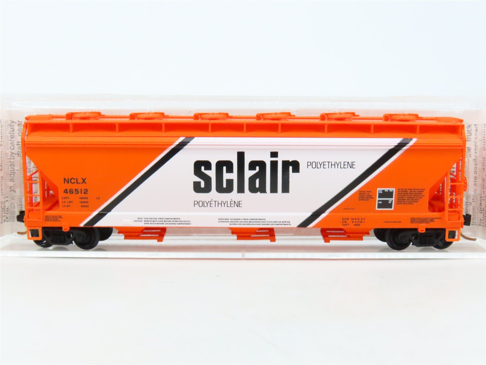 N Scale Micro-Trains MTL 93040 NCLX SCLAIR 3-Bay Covered Hopper #46512