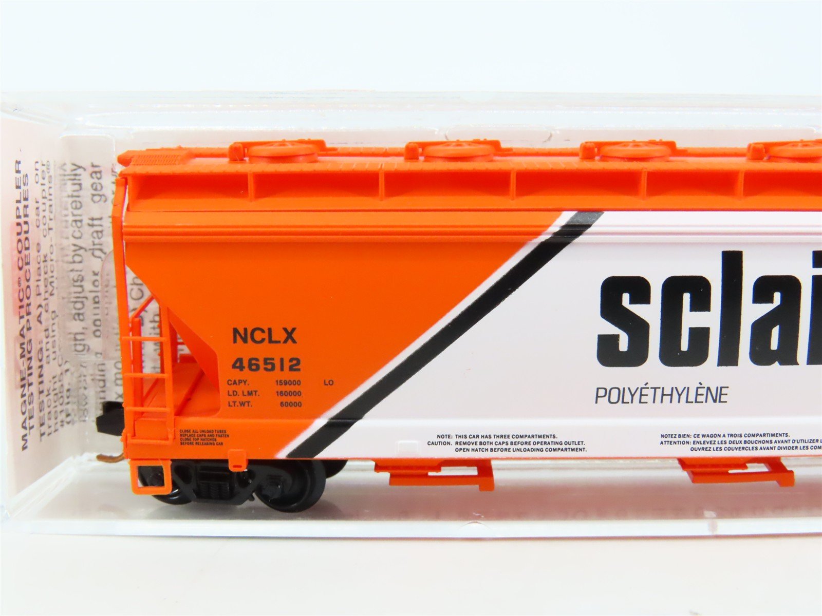 N Scale Micro-Trains MTL 93040 NCLX SCLAIR 3-Bay Covered Hopper #46512