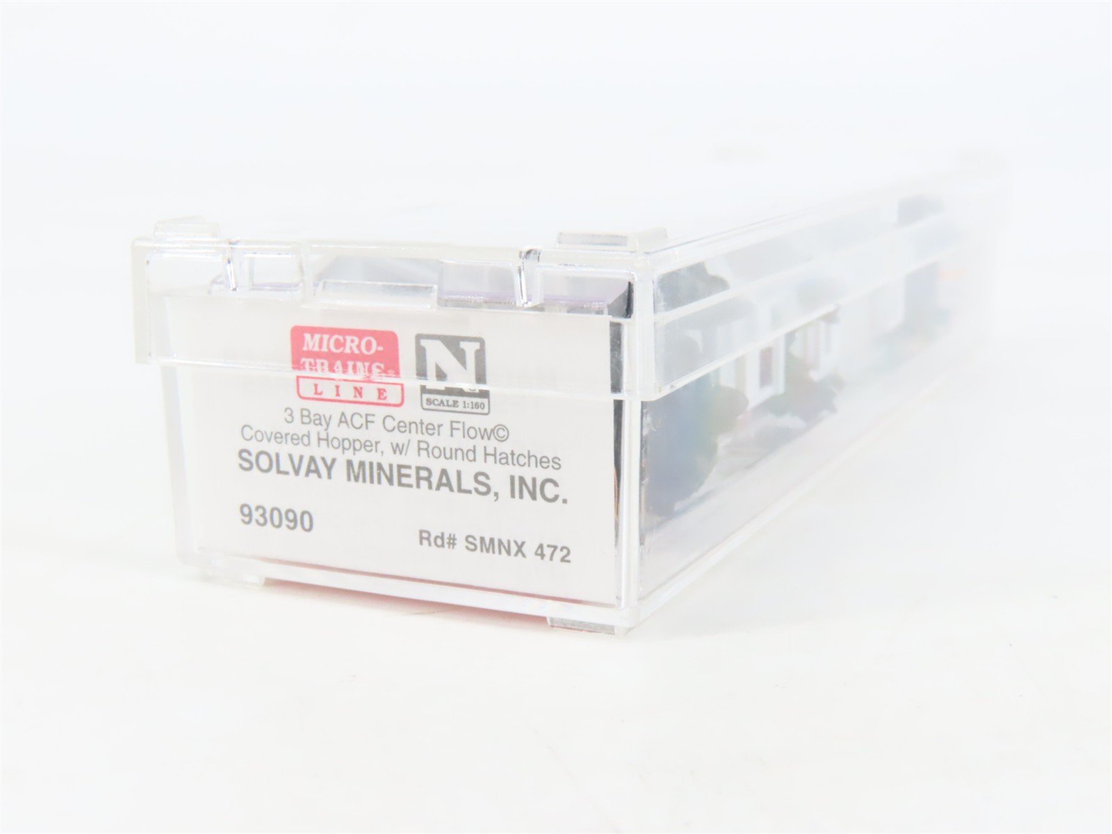 N Scale Micro-Trains MTL 93090 SMNX Solvay Minerals 3-Bay Covered Hopper #472