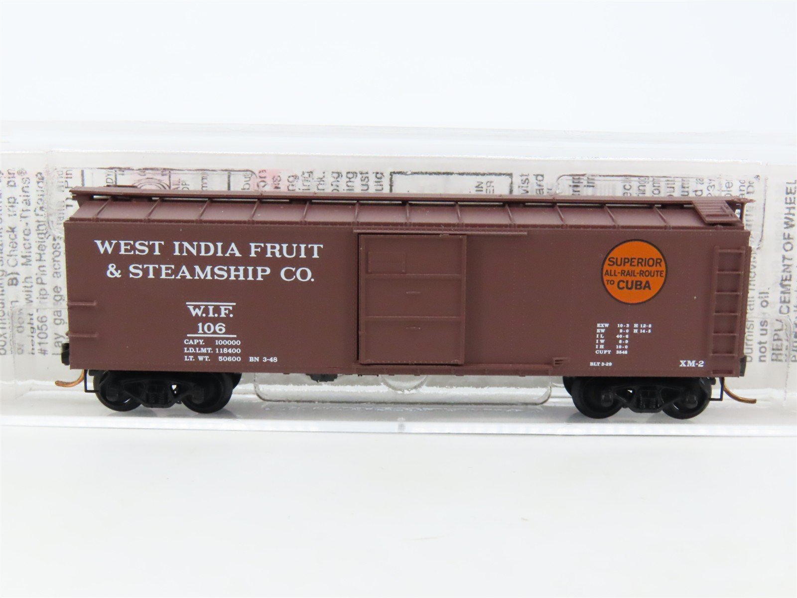 N Scale Micro-Trains MTL 120510 WIF West India Fruit & Steamship 40' Boxcar #106
