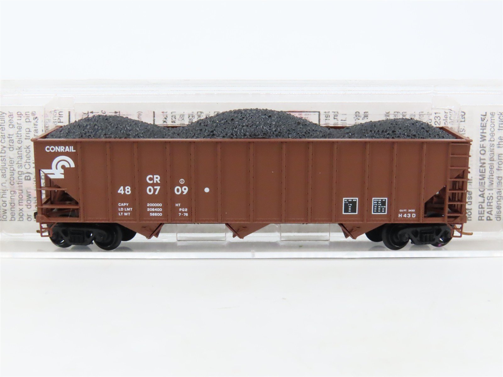 N Scale Micro-Trains MTL 108030 CR Conrail 3-Bay Hopper #480709 w/ Coal Load