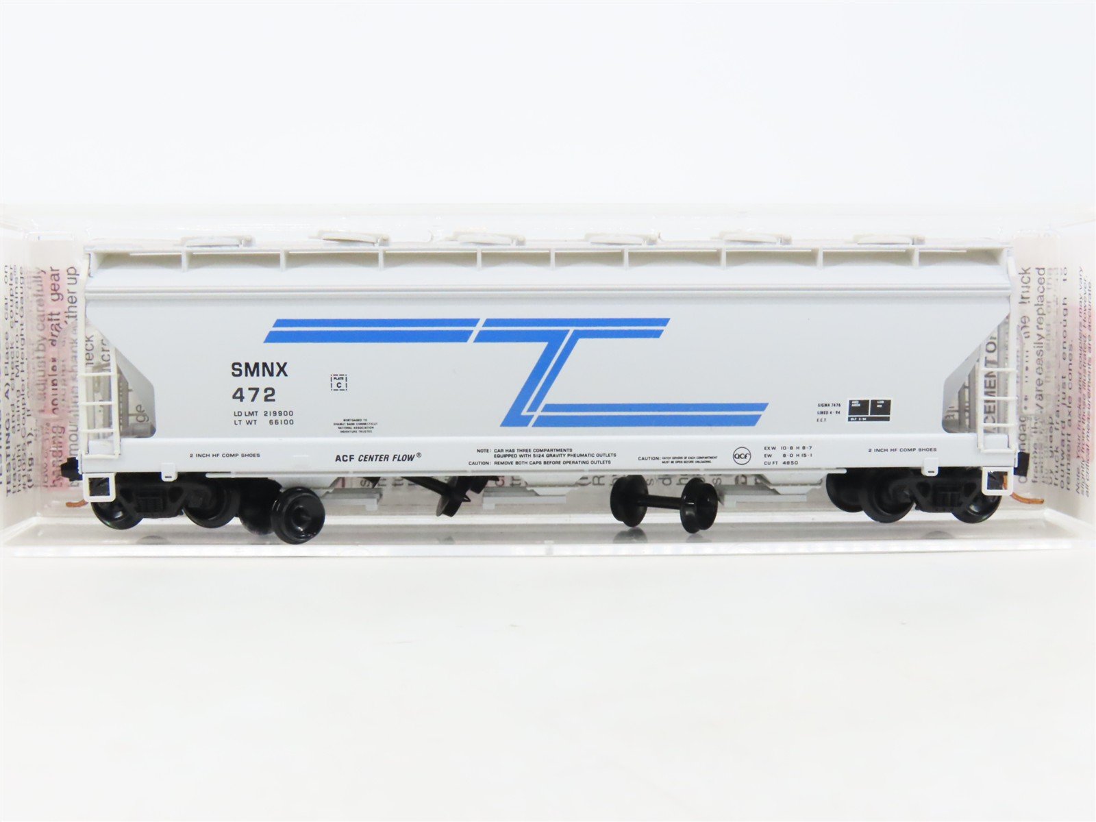 N Scale Micro-Trains MTL 93090 SMNX Solvay Minerals 3-Bay Covered Hopper #472