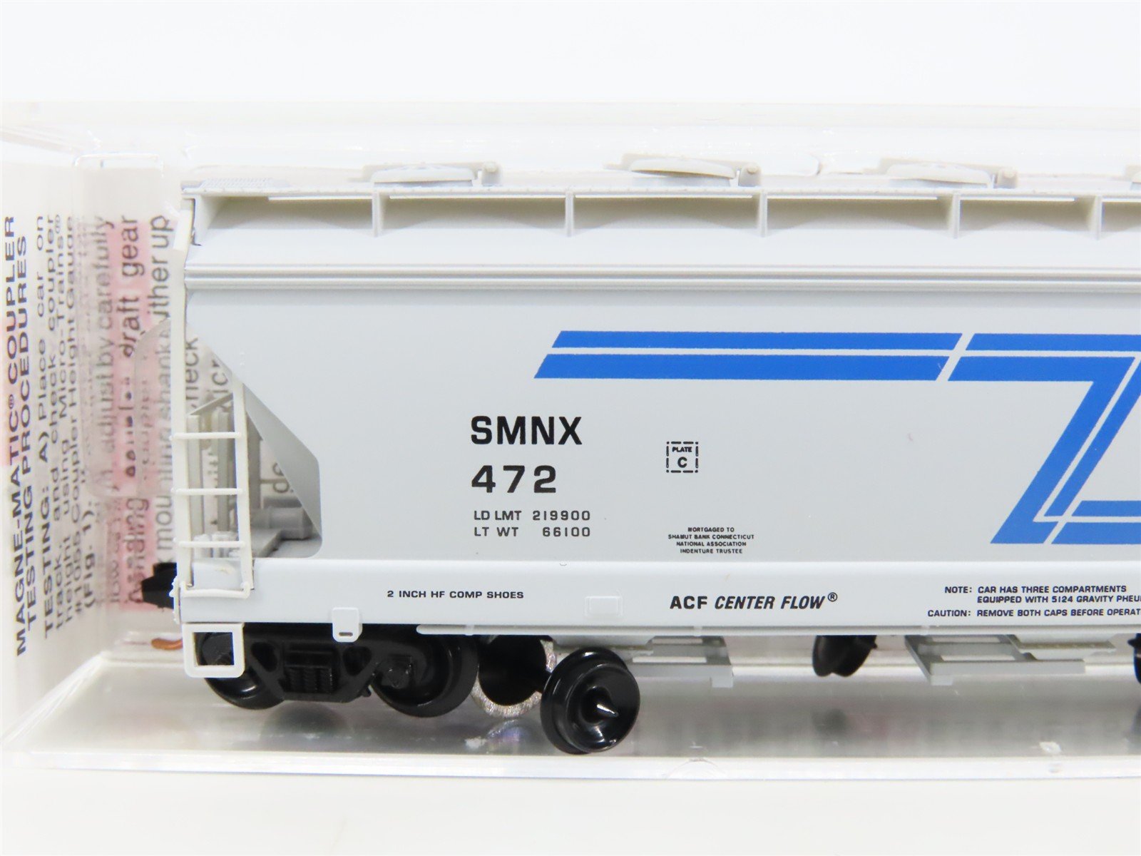 N Scale Micro-Trains MTL 93090 SMNX Solvay Minerals 3-Bay Covered Hopper #472
