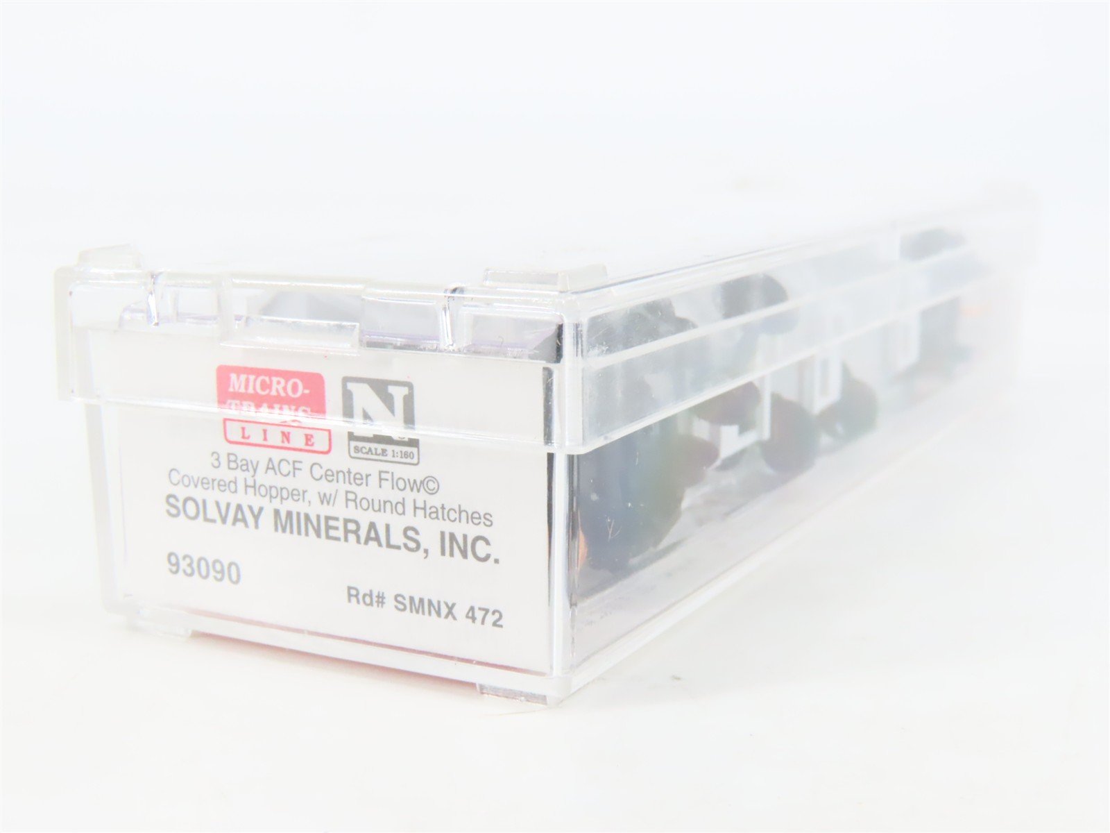 N Scale Micro-Trains MTL 93090 SMNX Solvay Minerals 3-Bay Covered Hopper #472
