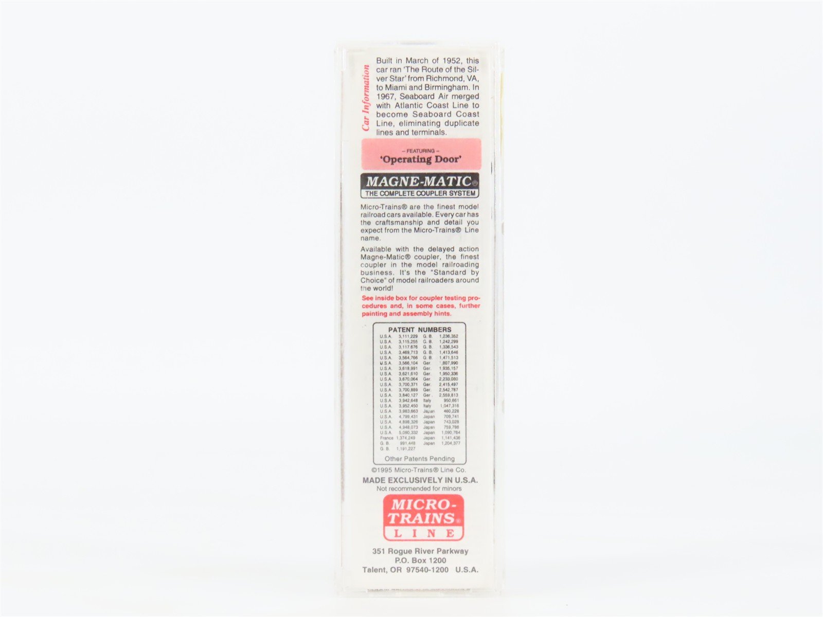 N Micro-Trains MTL 20650 SAL Seaboard Air Line Silver Star 40' Box Car #25439