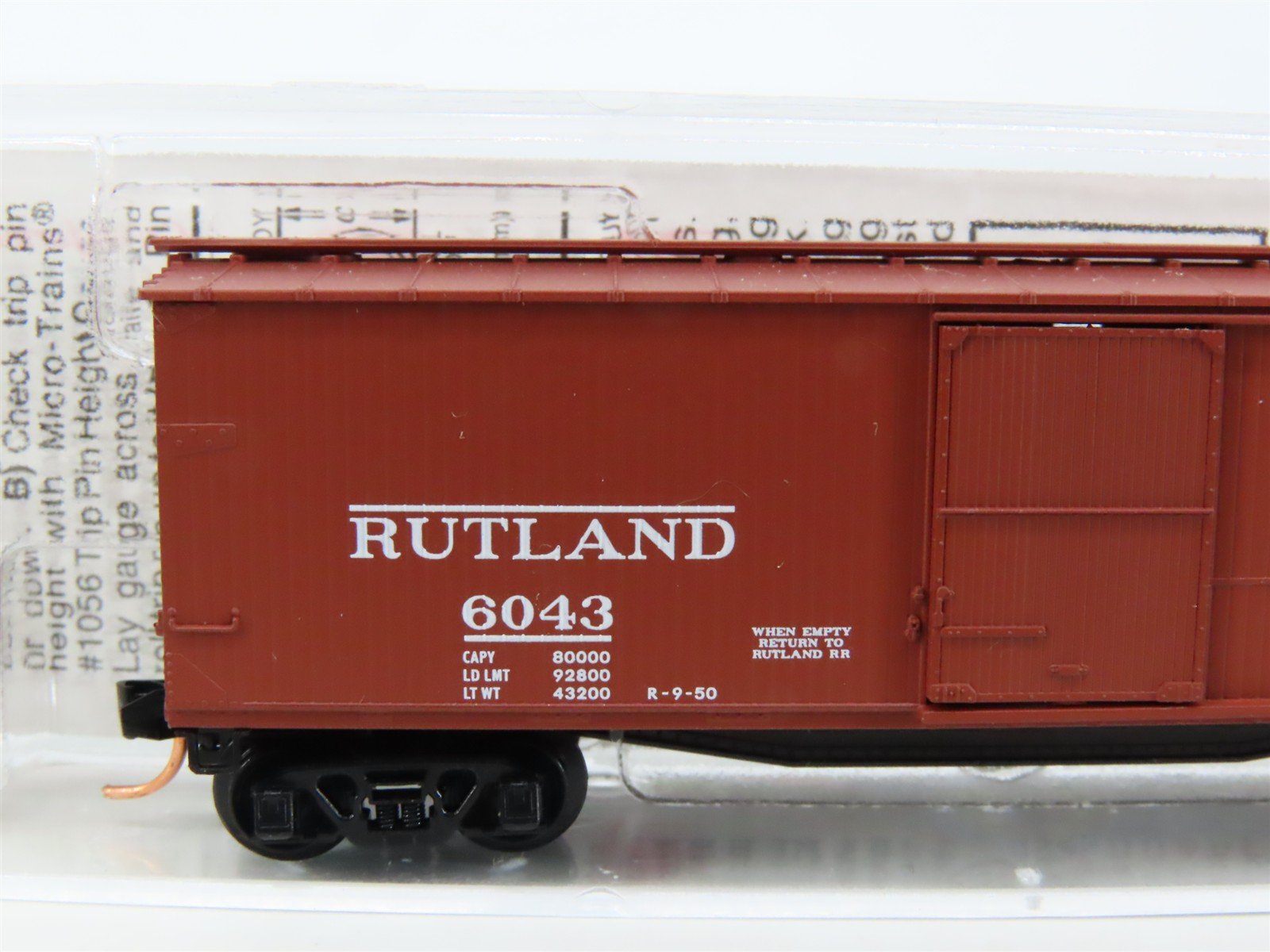 N Scale Micro-Trains MTL 39130 RUT Rutland Route Of The Whippet 40' Boxcar #6043