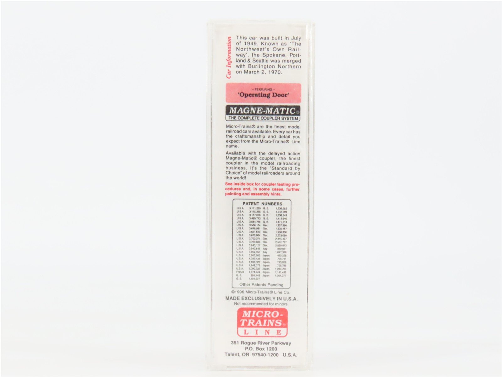 N Micro-Trains MTL 20246 SP&S Spokane Portland & Seattle 40' Box Car #13475