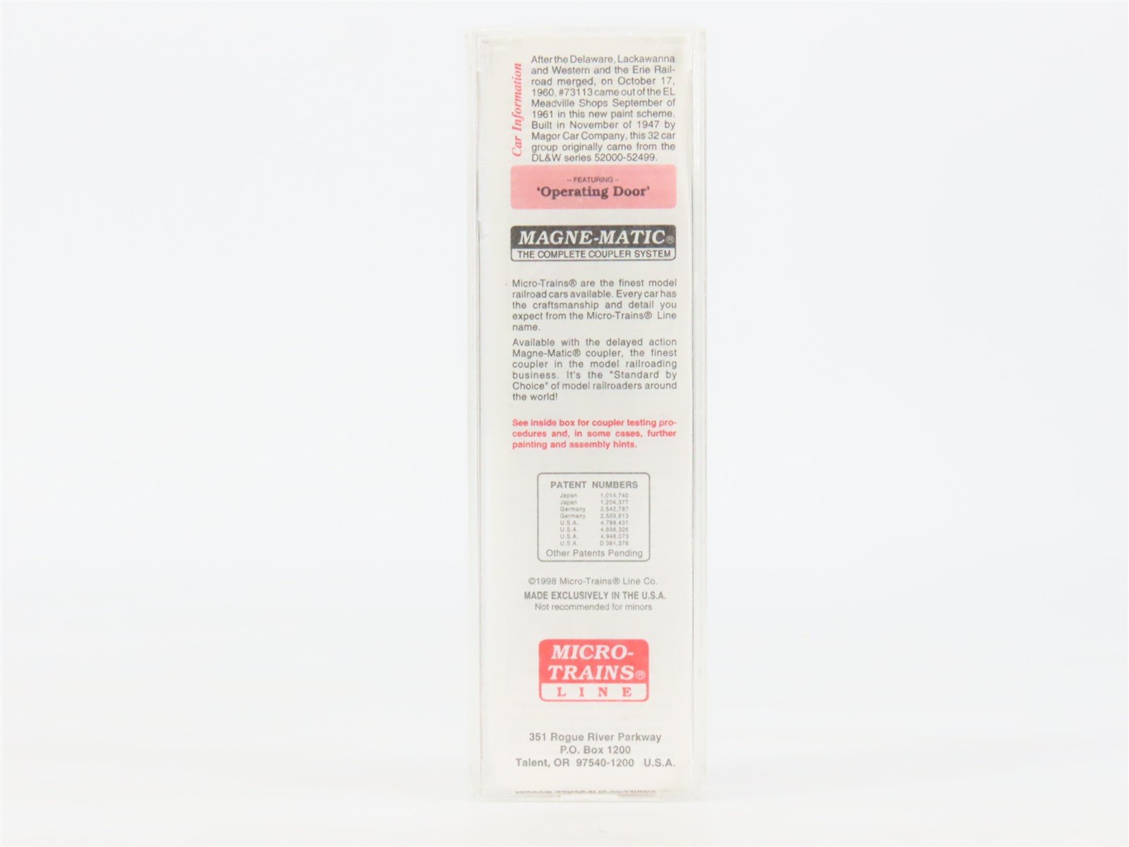 N Scale Micro-Trains MTL 20360 EL Erie Lackawanna 40' Single Door Boxcar #73113