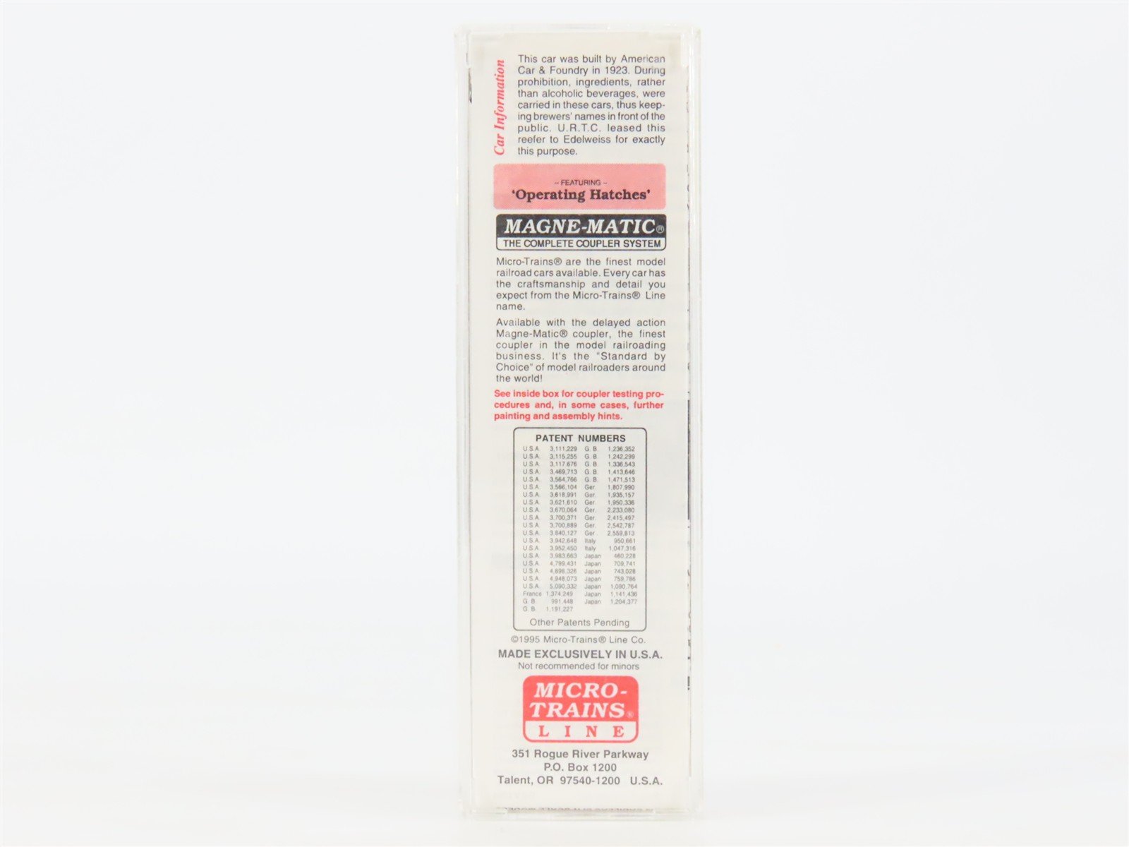 N Scale Micro-Trains MTL 49430 URT Edelweiss Brew 40' Wood Reefer #18301