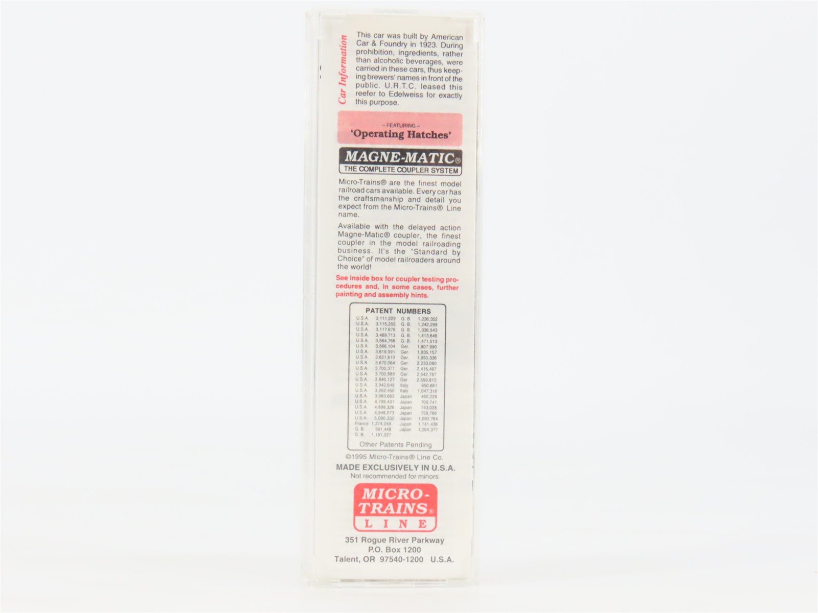 N Scale Micro-Trains MTL 49430 URT Edelweiss Brew 40' Wood Reefer #18301