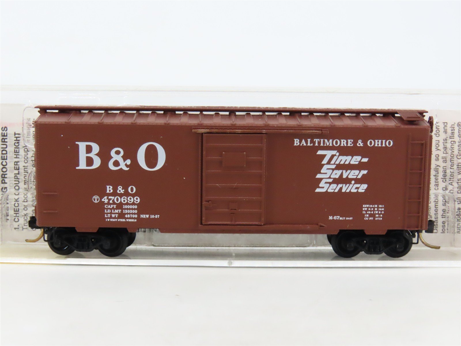 N Scale Micro-Trains MTL 20346/1 B&O Time Saver Service 40' Box Car #470699