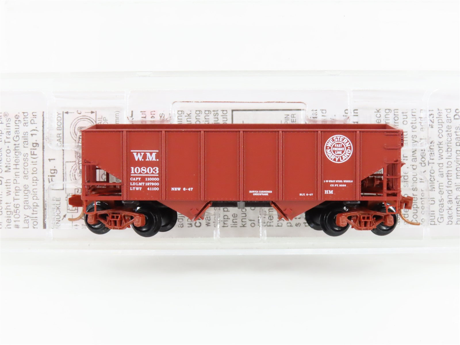 N Scale Micro-Trains MTL 56090 WM Western Maryland 2-Bay Open Hopper #10803