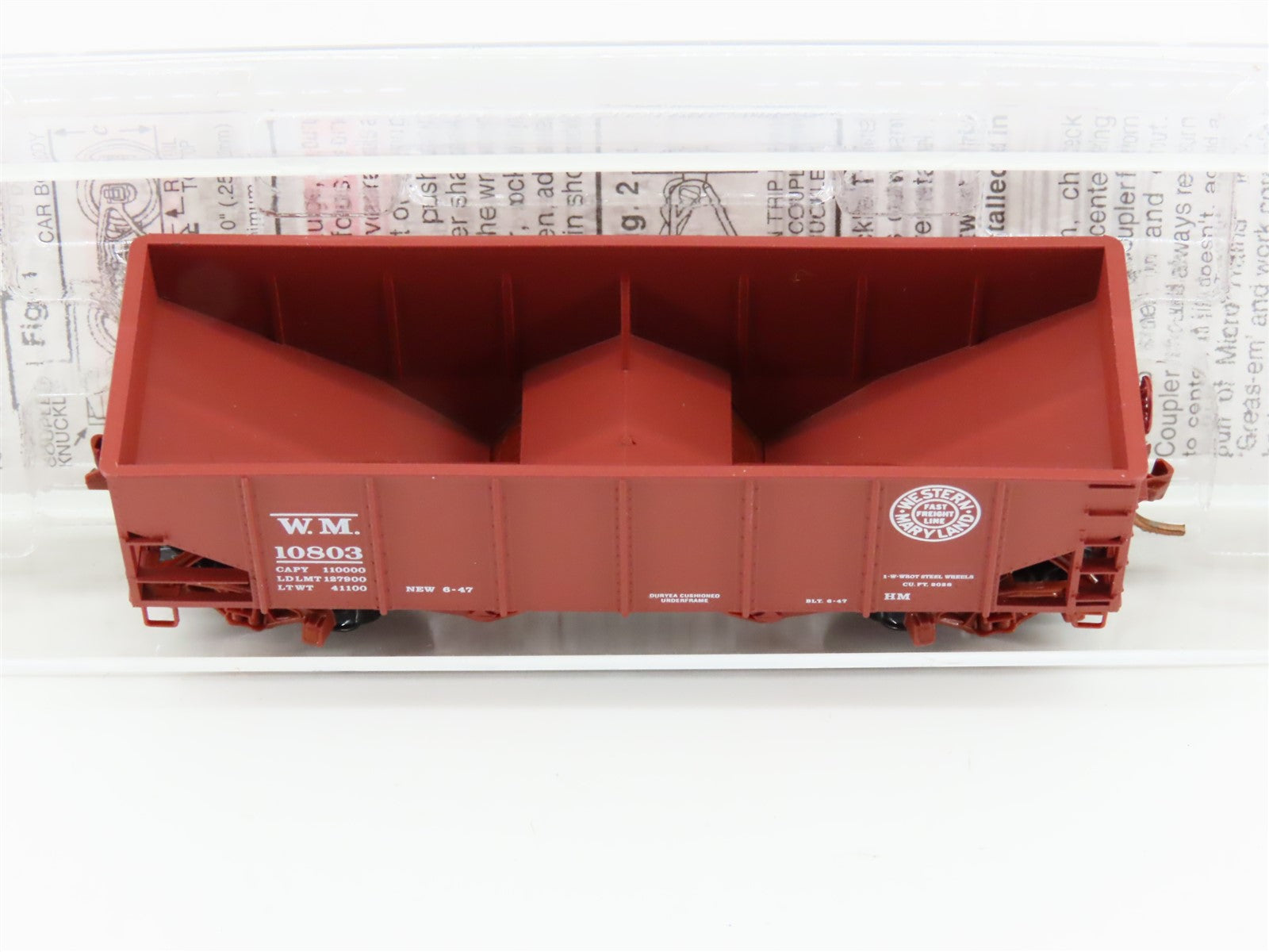 N Scale Micro-Trains MTL 56090 WM Western Maryland 2-Bay Open Hopper #10803