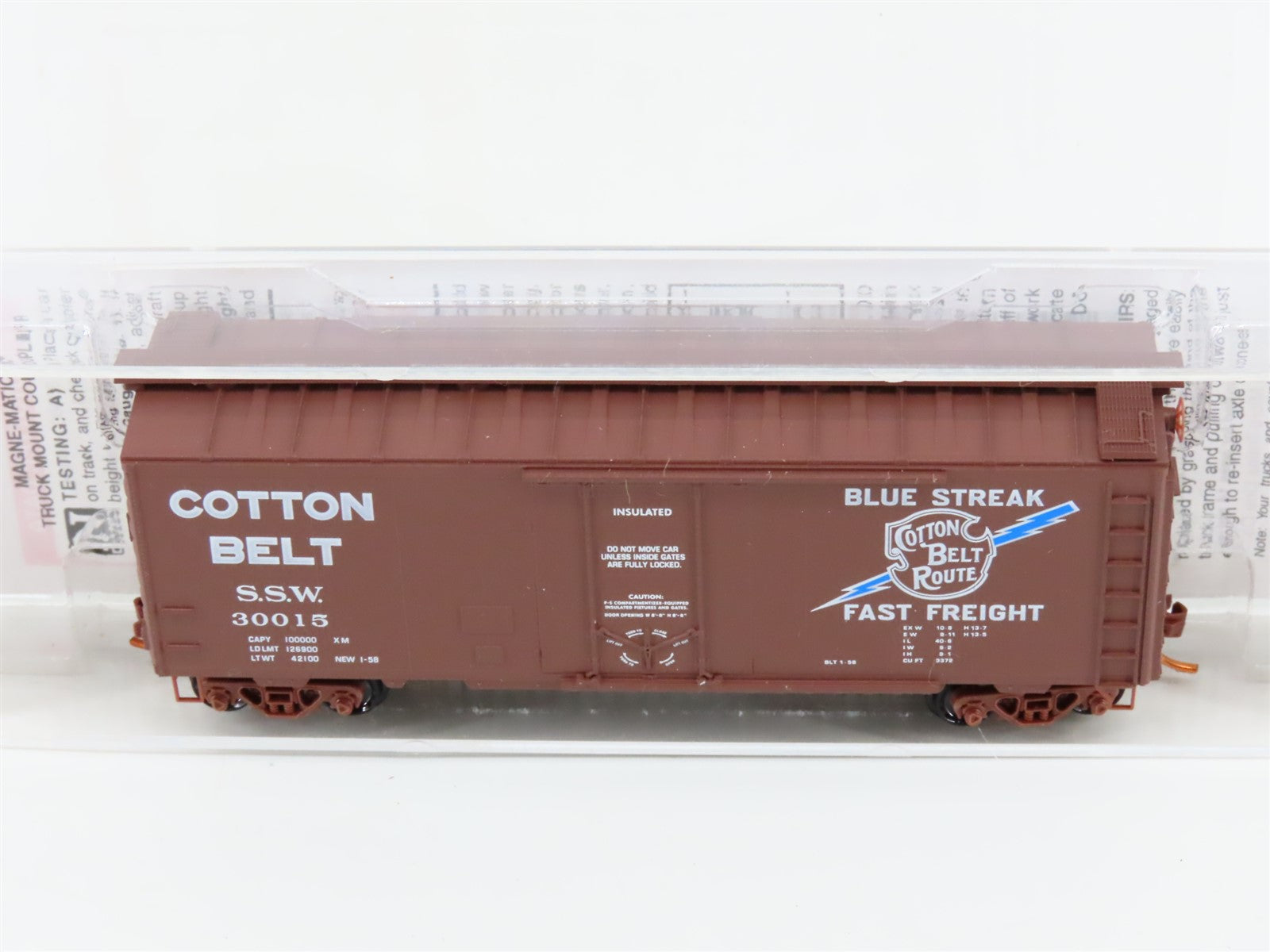 N Scale Micro-Trains MTL 02100550 SSW Cotton Belt Blue Streak 40' Box Car #30015