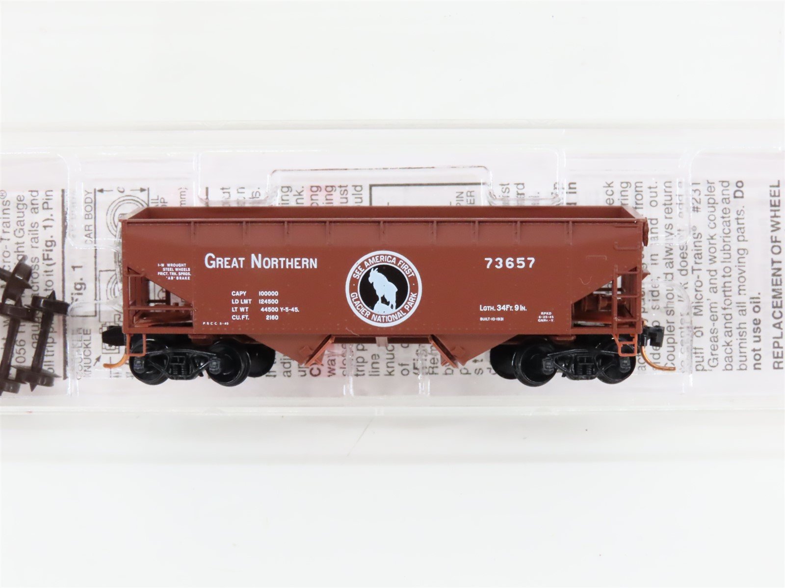 N Micro-Trains MTL 05500420 GN Glacier National Park 2-Bay Open Hopper #73657