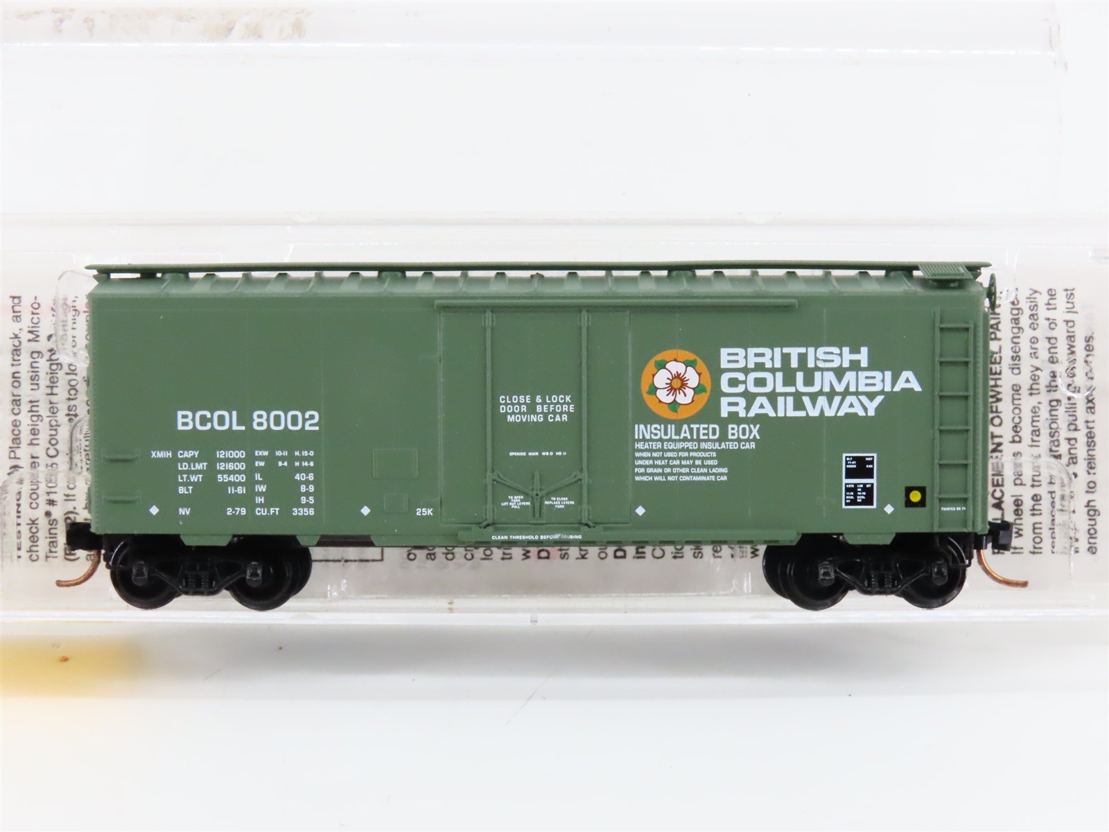 N Scale Micro-Trains MTL 21230 BCOL British Columbia 40' Box Car #8002