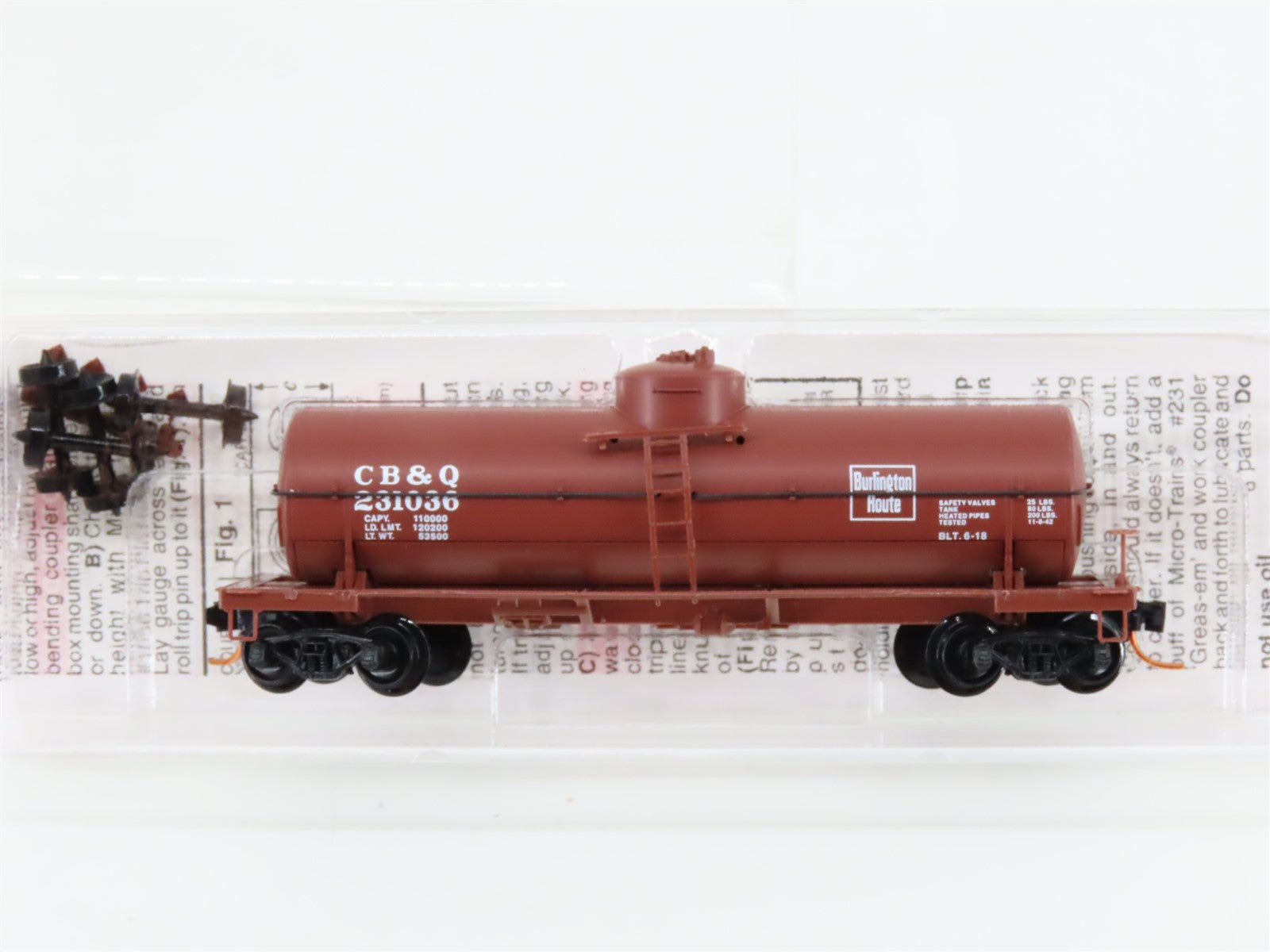 N Micro-Trains MTL 06500610 CB&Q Burlington Route Single Dome Tank Car #231036