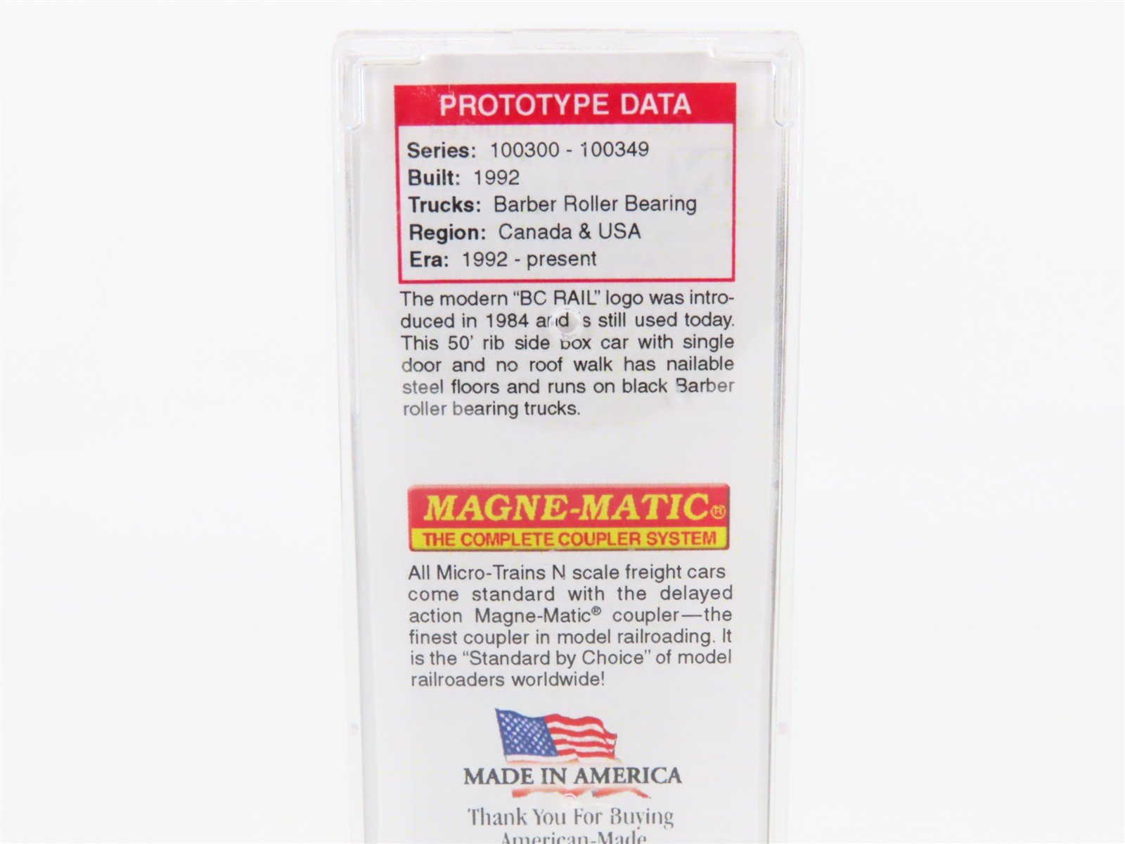 N Scale Micro-Trains MTL 02600050 BCOL BC Rail 50' Rib Side Box Car #100348
