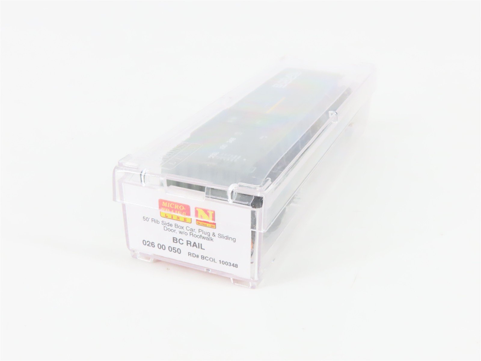 N Scale Micro-Trains MTL 02600050 BCOL BC Rail 50' Rib Side Box Car #100348