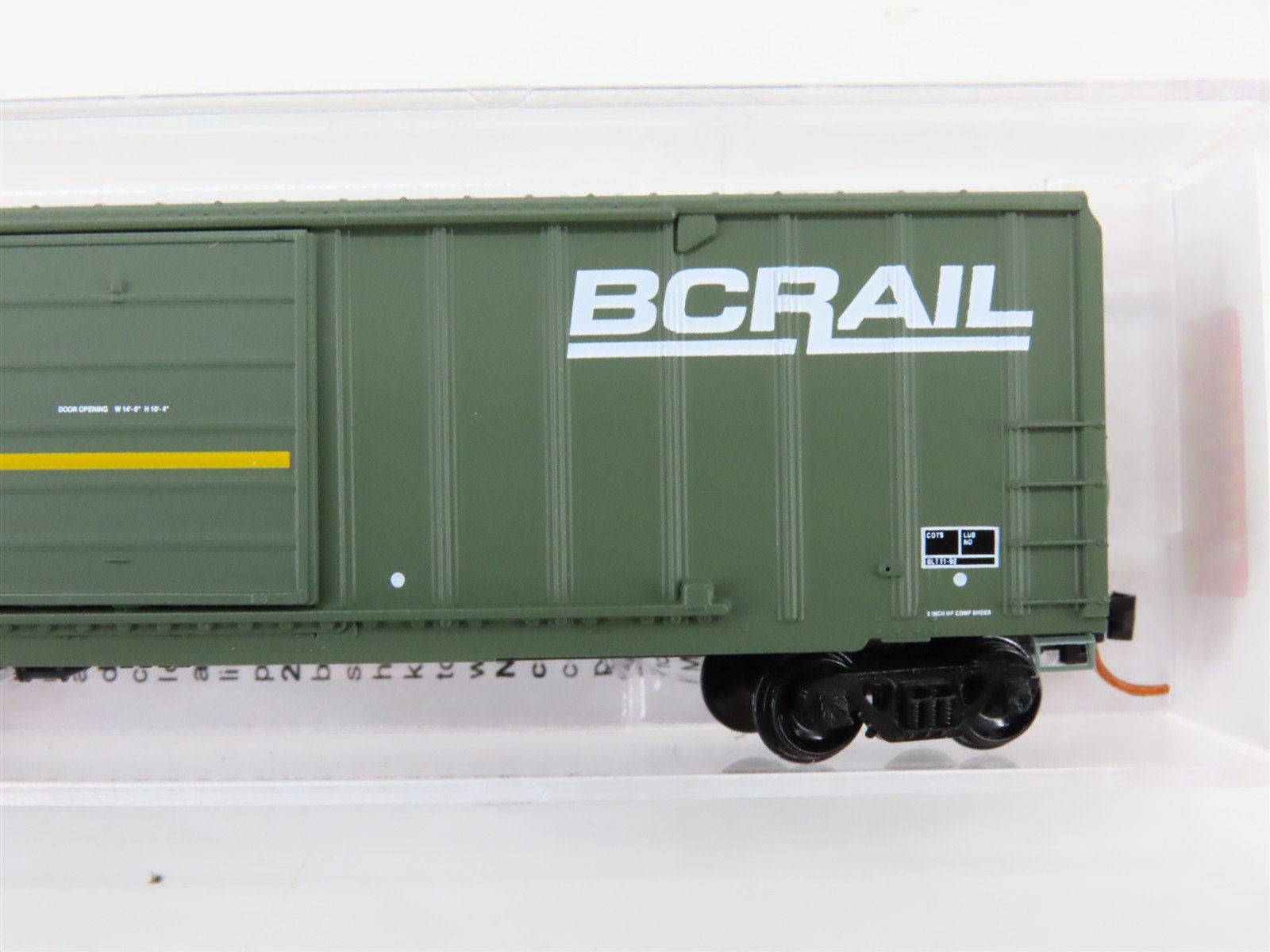N Scale Micro-Trains MTL 02600050 BCOL BC Rail 50' Rib Side Box Car #100348