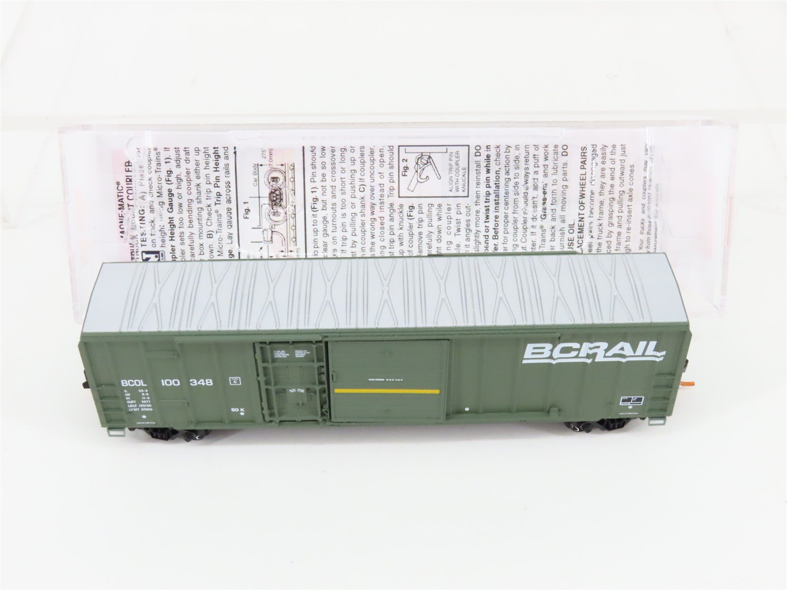 N Scale Micro-Trains MTL 02600050 BCOL BC Rail 50' Rib Side Box Car #100348