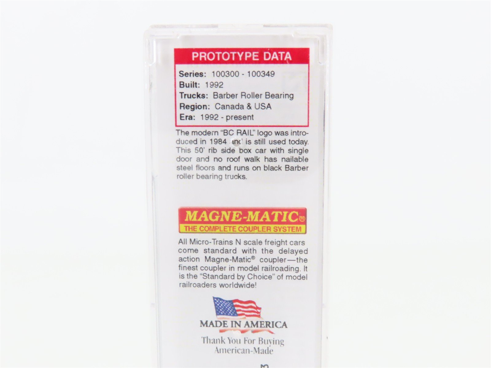 N Scale Micro-Trains MTL 02600050 BCOL BC Rail 50' Rib Side Box Car #100348