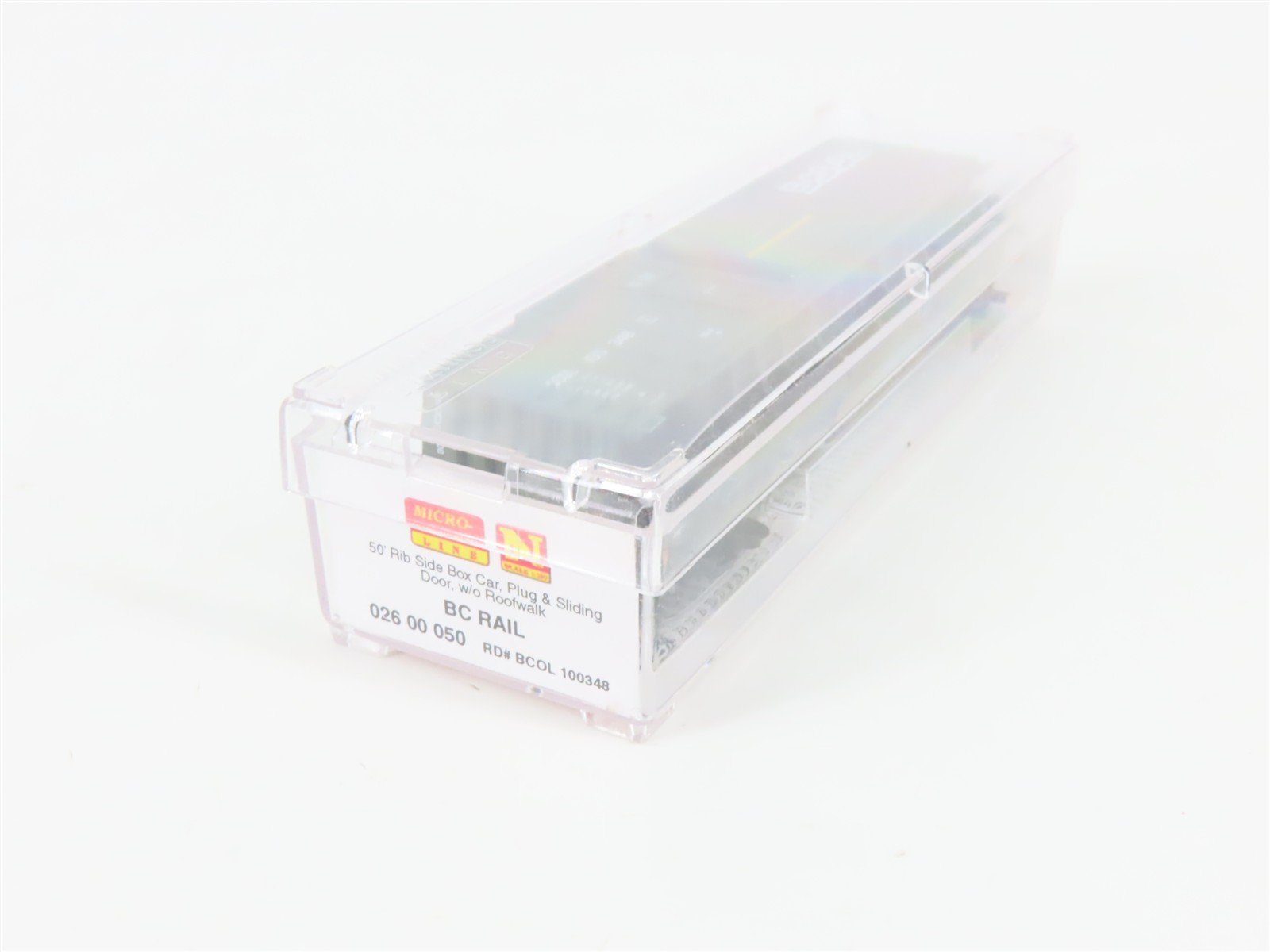 N Scale Micro-Trains MTL 02600050 BCOL BC Rail 50' Rib Side Box Car #100348