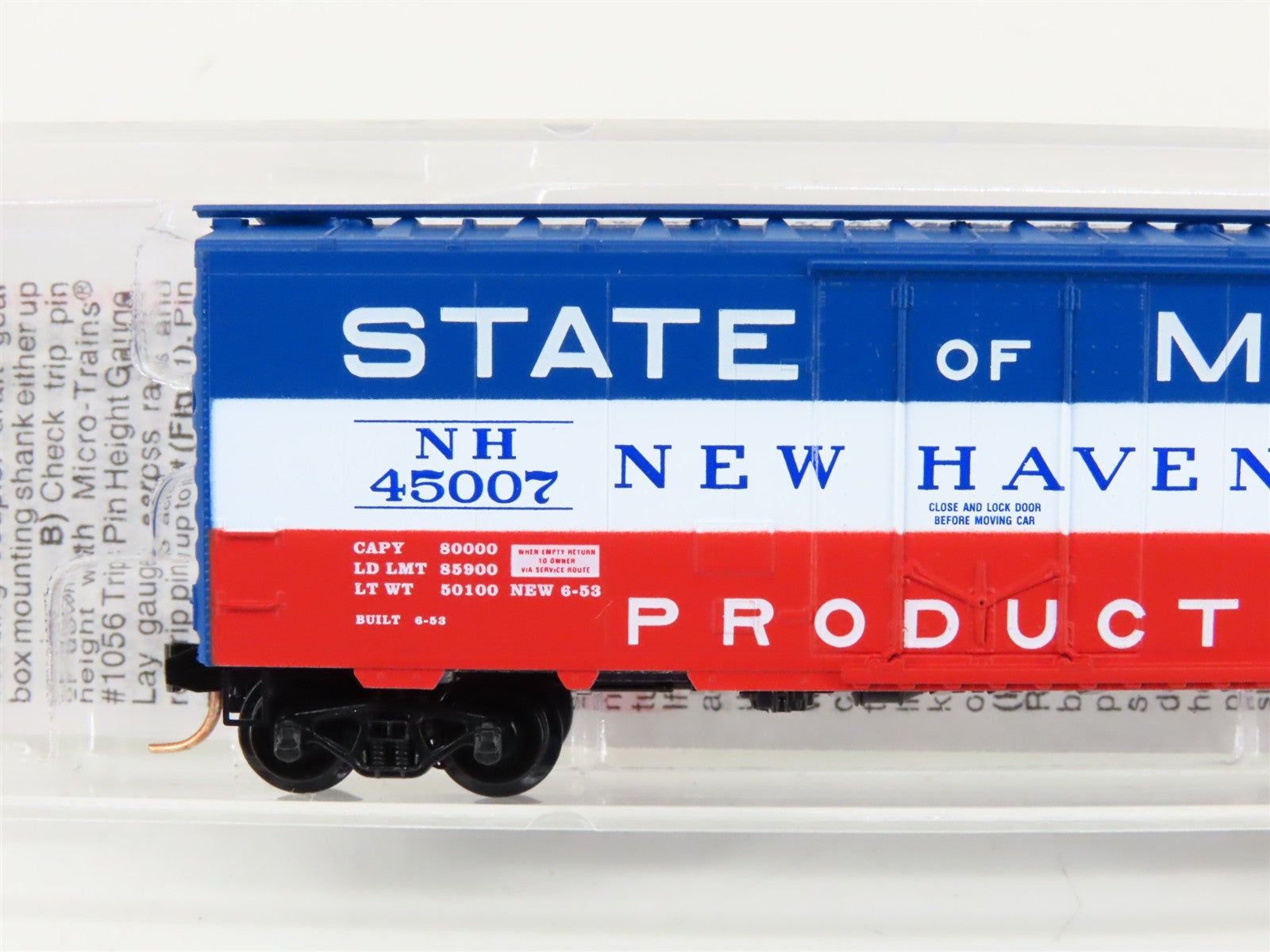 N Scale Micro-Trains MTL 21160 NH State Of Maine 40' Plug Door Box Car #45007