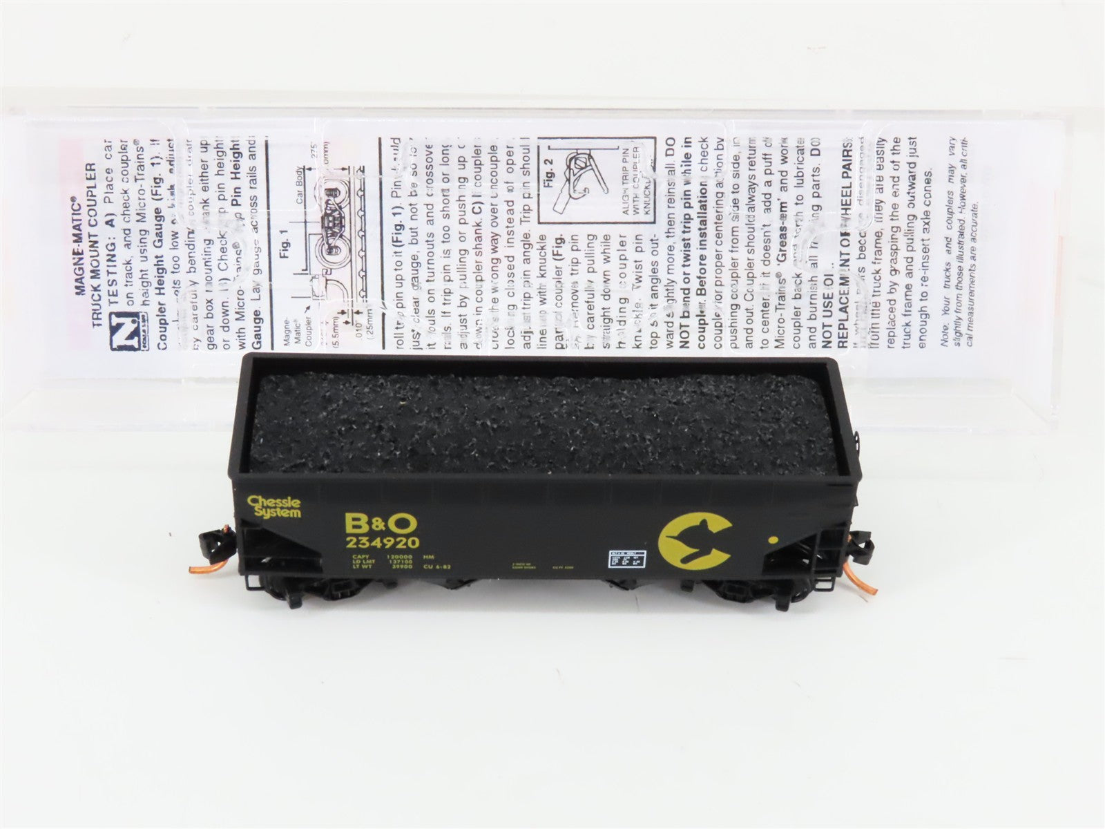 N Scale Micro-Trains MTL 05500511 B&O Chessie System 2-Bay Hopper #234920 w/Load