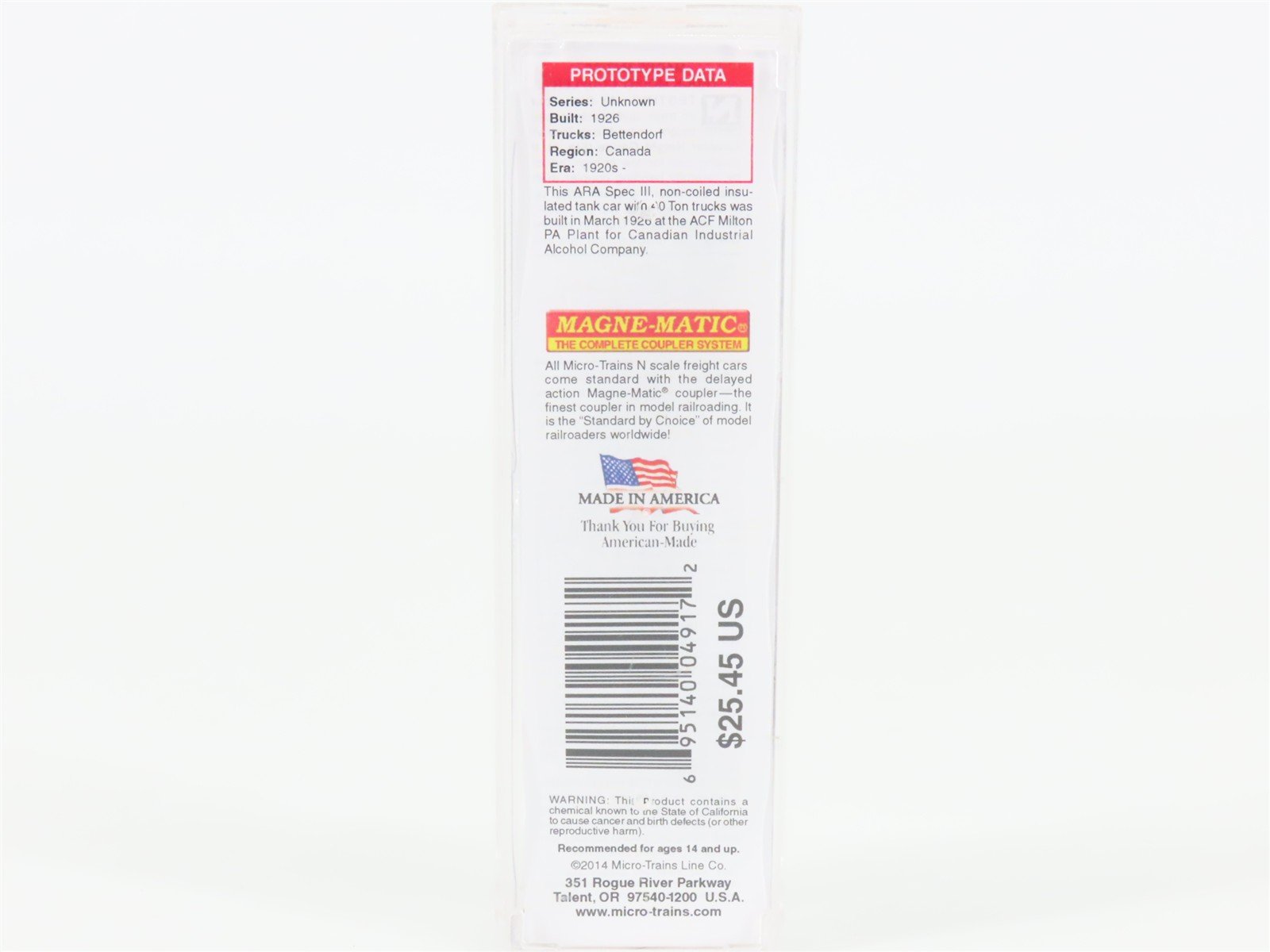 N Micro-Trains MTL 06500850 IACX Canadian Industrial Alcohol Single Dome Tankcar