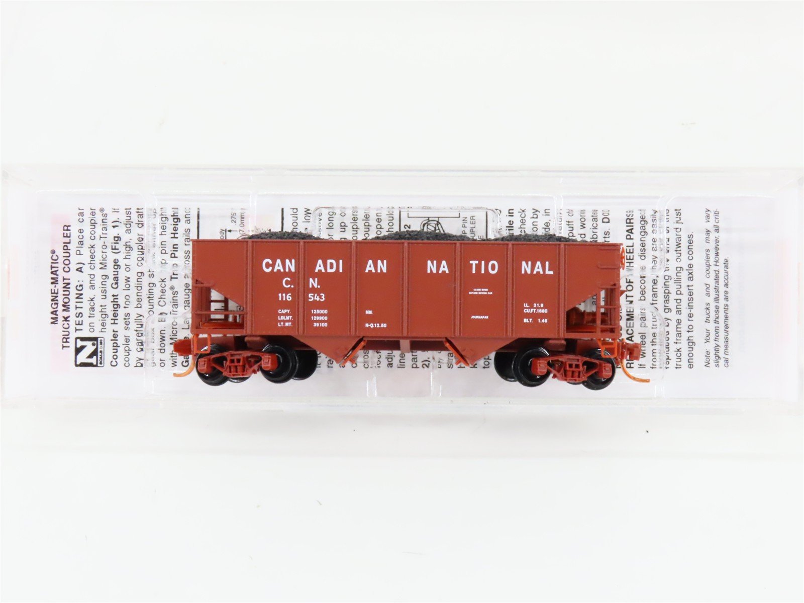 N Micro-Trains MTL 05600432 CN Canadian National 2-Bay Hopper #116543 w/ Load