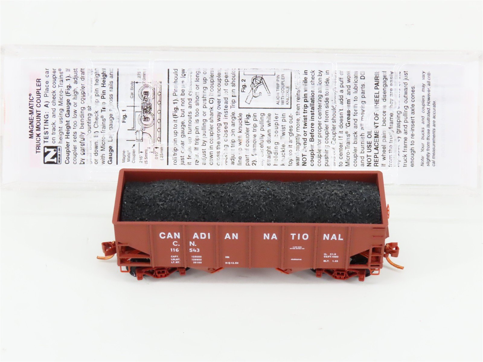 N Micro-Trains MTL 05600432 CN Canadian National 2-Bay Hopper #116543 w/ Load