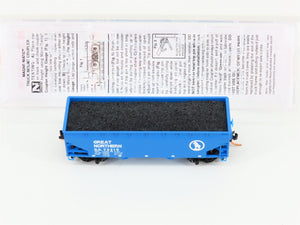 N Scale Micro-Trains MTL 05500521 GN Big Sky Blue 2-Bay Hopper #73215 w/ Load