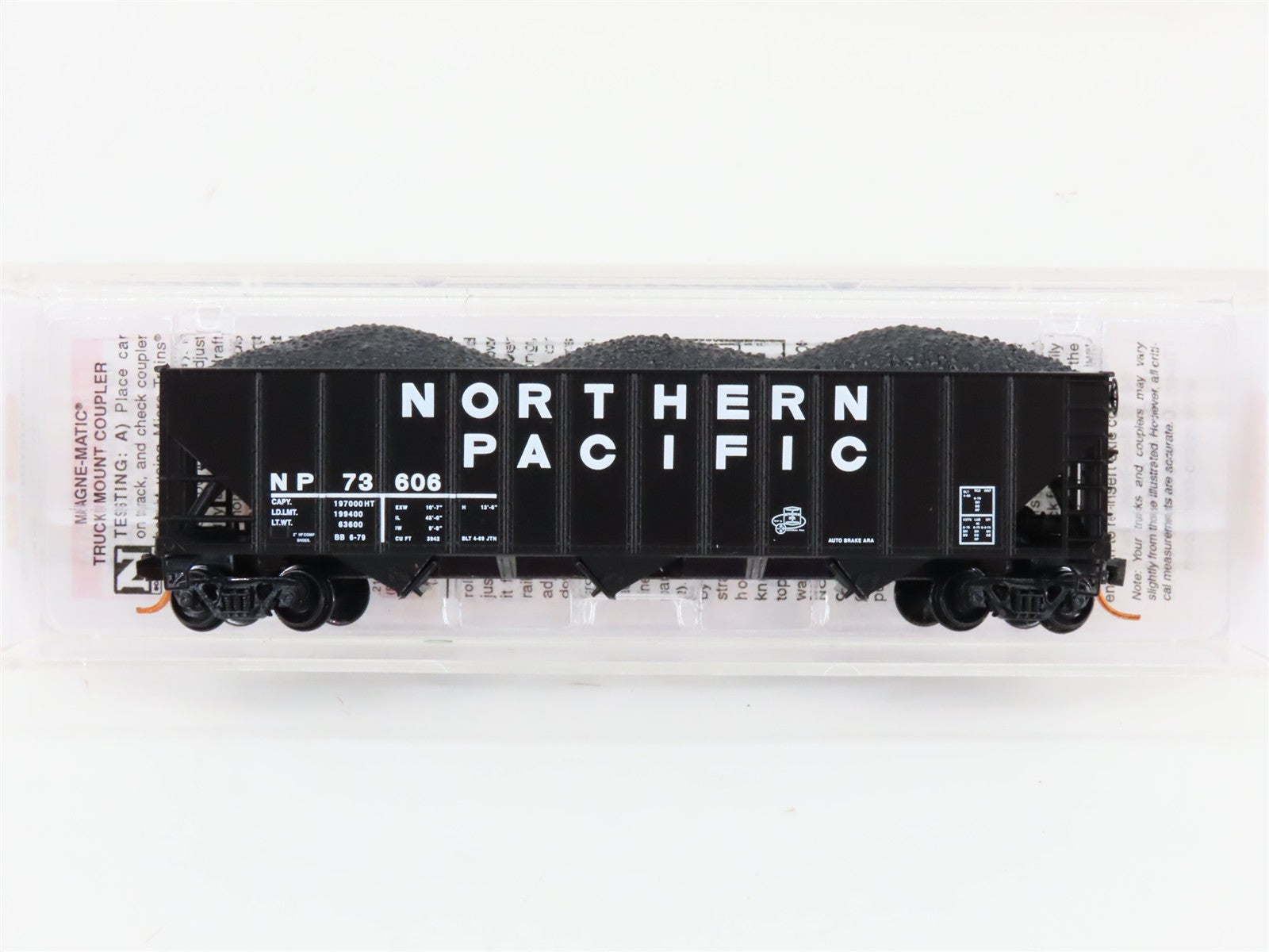N Scale Micro-Trains MTL 10800211 NP Northern Pacific 3-Bay Hopper #73606 w/Load