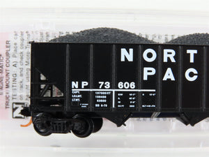 N Scale Micro-Trains MTL 10800211 NP Northern Pacific 3-Bay Hopper #73606 w/Load
