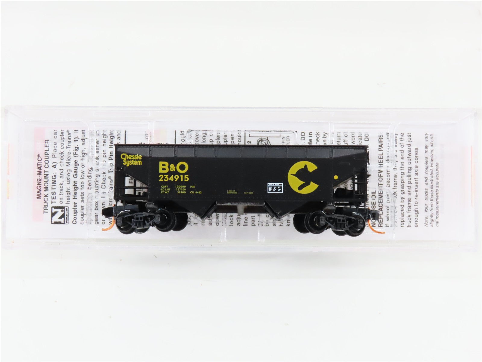 N Scale Micro-Trains MTL 05500512 B&O Chessie System 2-Bay Hopper 234915 w/ Load