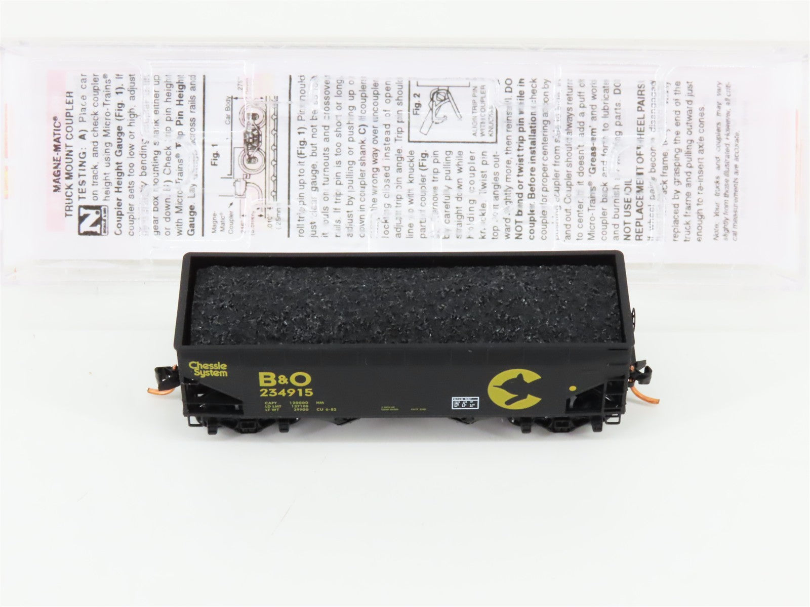 N Scale Micro-Trains MTL 05500512 B&O Chessie System 2-Bay Hopper 234915 w/ Load