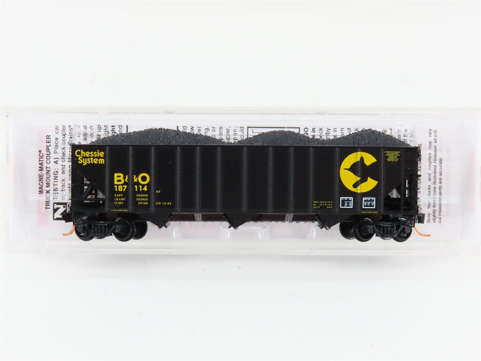 N Scale Micro-Trains MTL 10800240 B&O Chessie System 3-Bay Hopper 187114 w/ Load