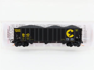 N Scale Micro-Trains MTL 10800240 B&O Chessie System 3-Bay Hopper 187114 w/ Load
