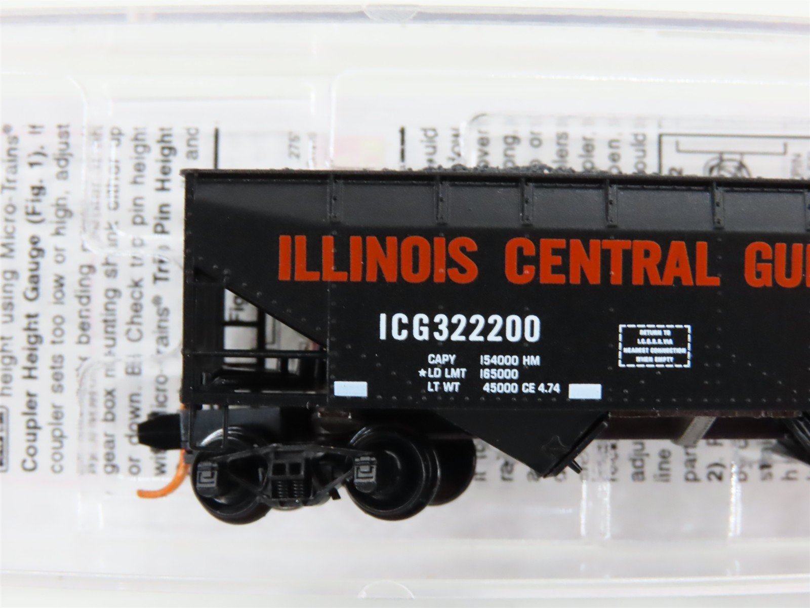 N Micro-Trains MTL 05500140 ICG Illinois Central Gulf 2-Bay Hopper 322200 w/Load