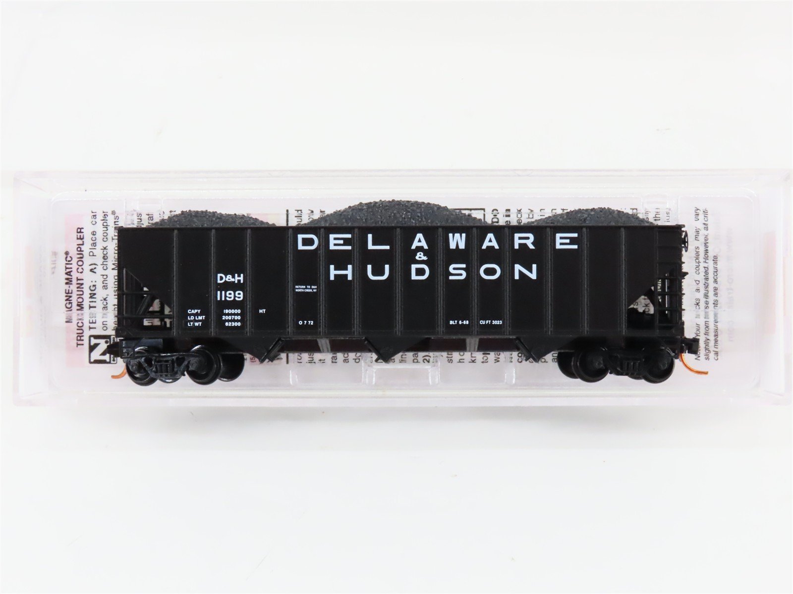 N Micro-Trains MTL 10800220 D&H Delaware & Hudson 3-Bay Hopper #1199 w/ Load