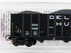 N Micro-Trains MTL 10800220 D&H Delaware & Hudson 3-Bay Hopper #1199 w/ Load